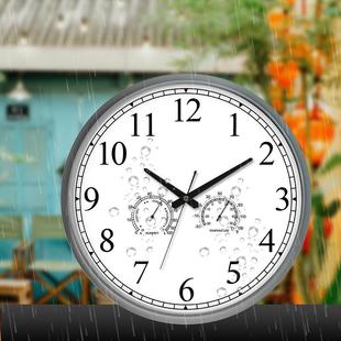 18英寸大型户外挂钟防水带温湿度可雨水日晒静音圆形挂墙时钟表