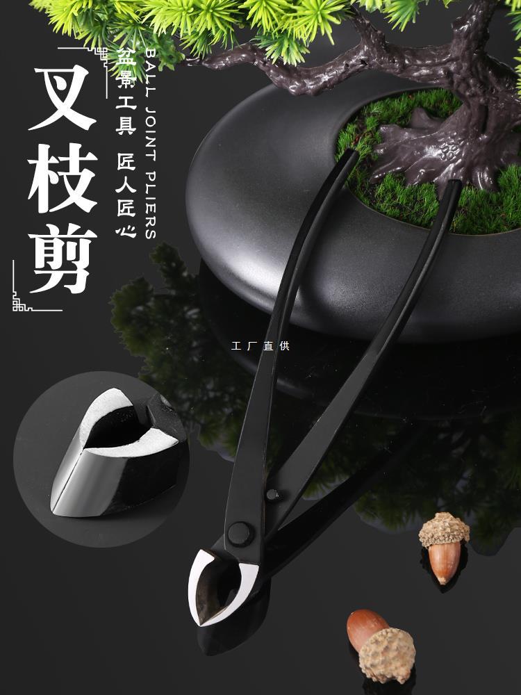 叉枝斜口剪盆景修剪造型工具不锈钢园艺盆栽制作斜球钳枝剪刀