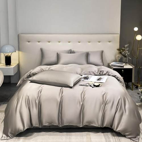 水洗冰丝纯拼色四件套丝滑裸睡真丝天丝宿舍三件套四件套