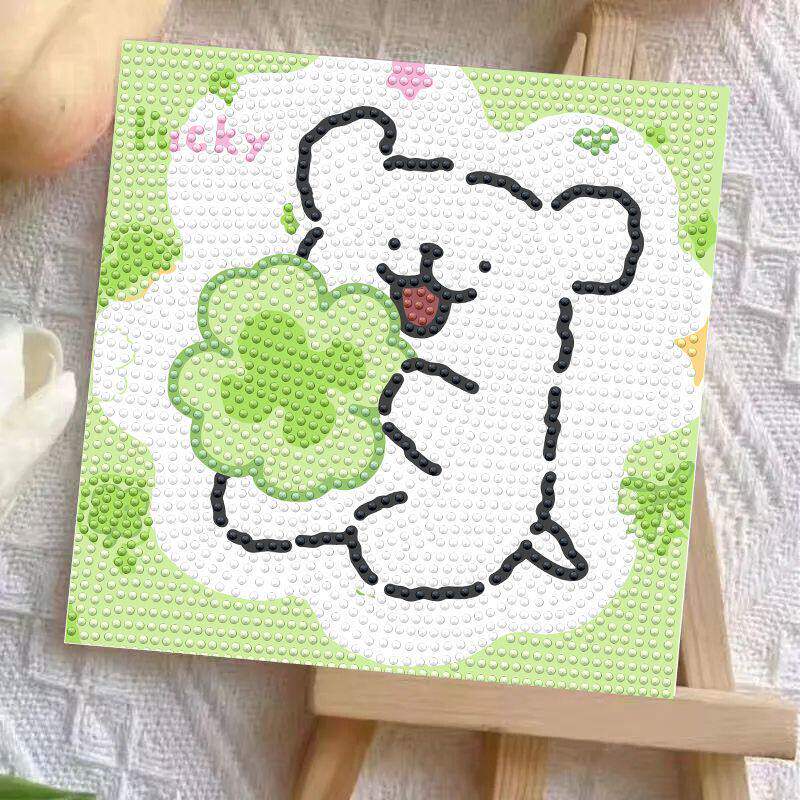 钻石新款动漫女孩线条小狗有框卡通可爱贴画儿童手工带框diy玩具
