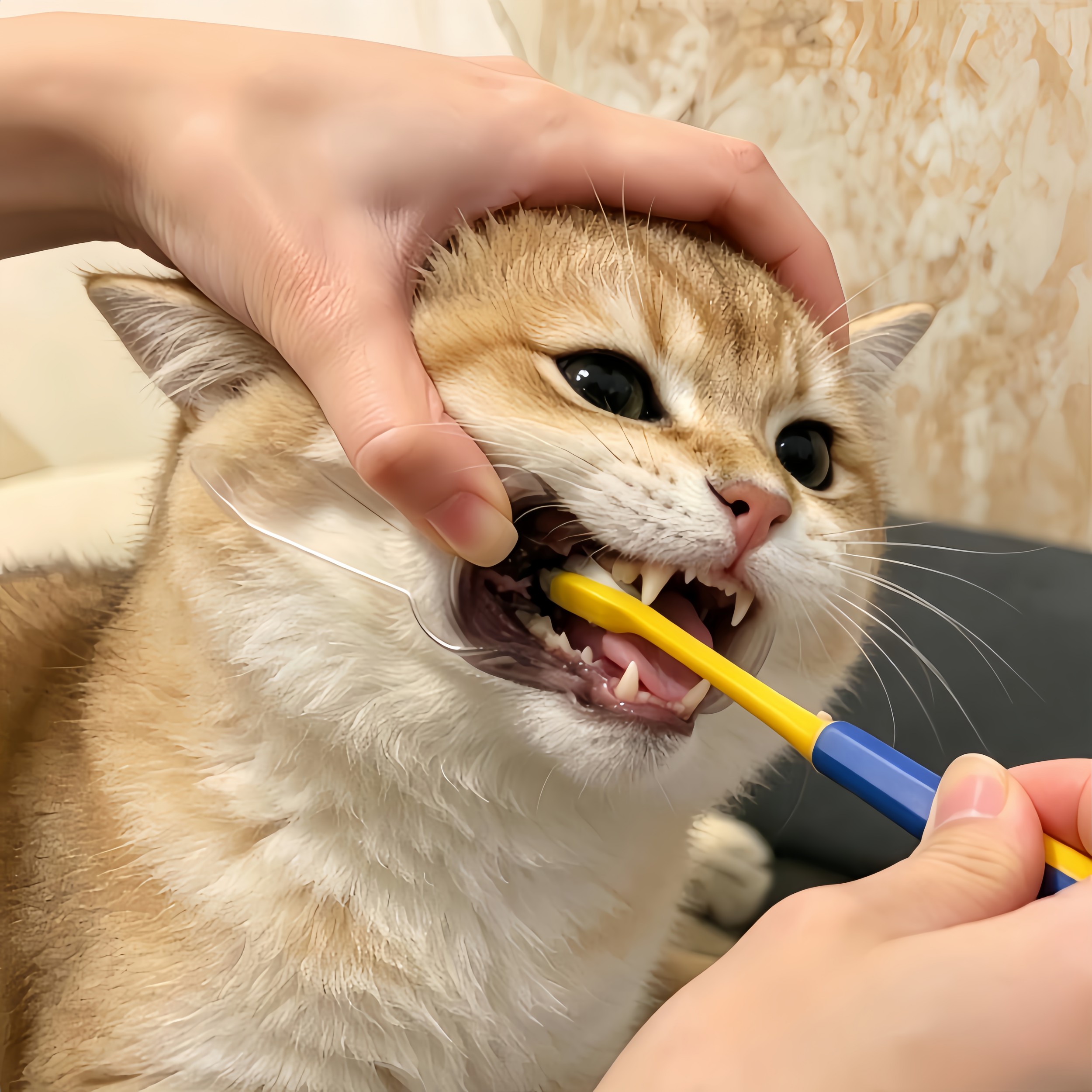 很配合!猫猫刷牙辅助器洁牙开口推拉固定扩口器宠物嘴巴清洁用品