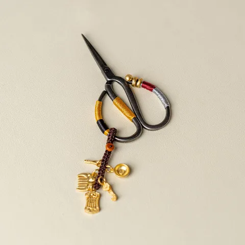 铸铁茶艺复古小茶剪原创黑色剪刀手工新中式精致流苏编织