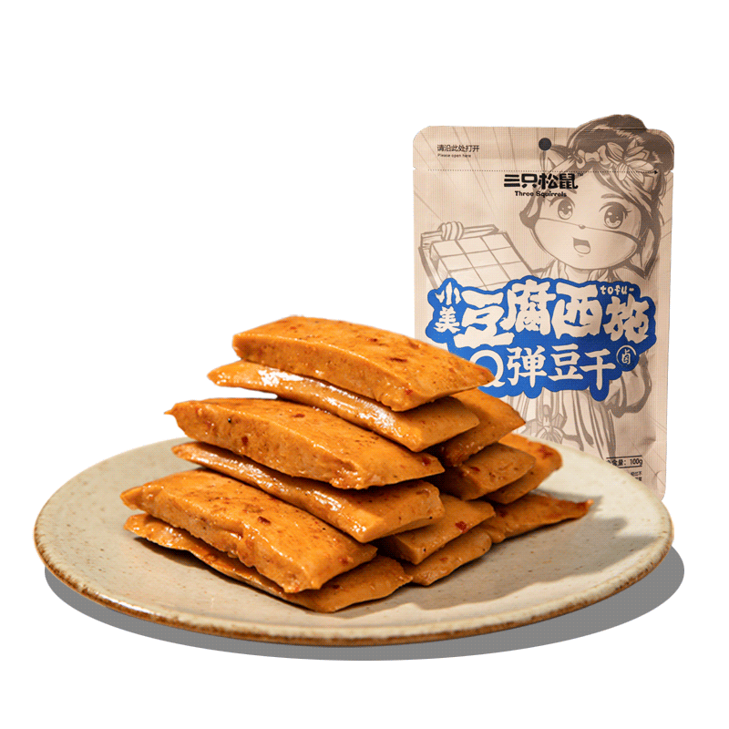 三只松鼠_辣味Q弹豆干100g