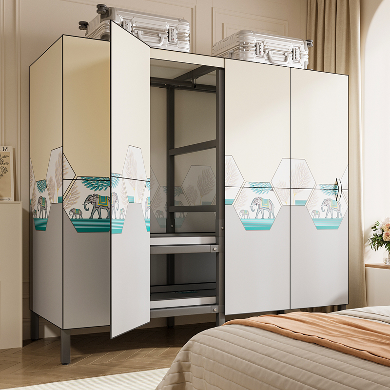 速发衣柜实室防用布衣柜房用简易组装金属衣柜结卧耐用家尘挂衣橱