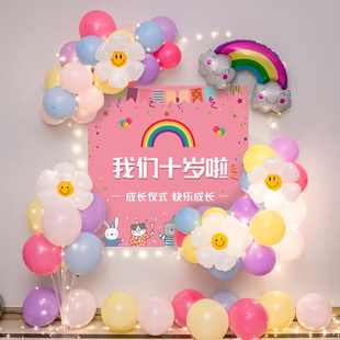 飾場景布置海報背景墻男孩室內派對兒童孩十 速發(fā)10周歲生日聚會裝