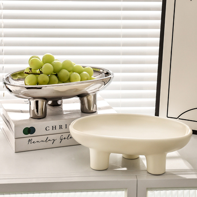 速发轻奢侘寂创三脚风意水果盘家居几厅简约零食盘高颜值茶客托盘