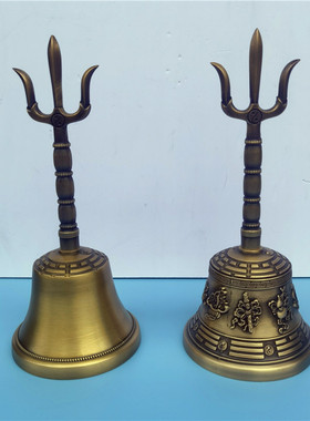 速发传统手工铜铃青铜三道铃太极八卦法器铃铜三叉铃清士用品光滑