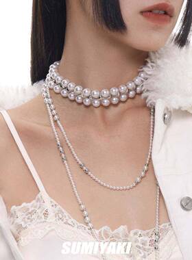 长款珍珠项链 可调节轻奢小众时尚千金风颈链 叠戴利器！