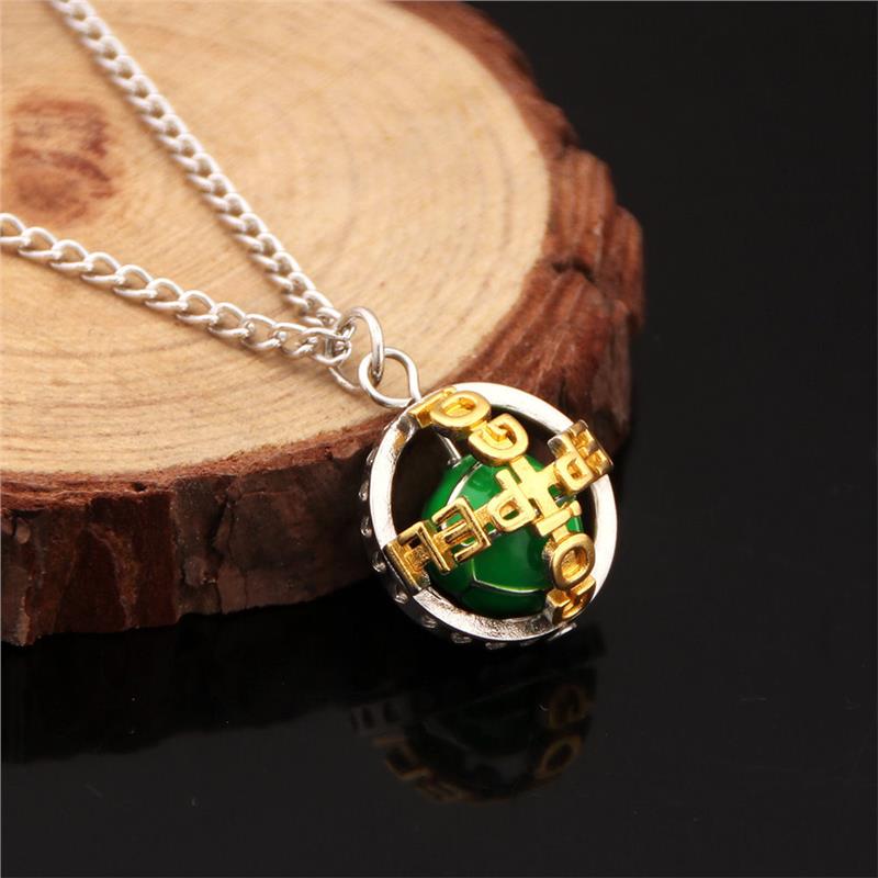 动漫周边JOJO的奇妙冒险齐贝林铁球项链绿色珐琅可转动球形吊坠