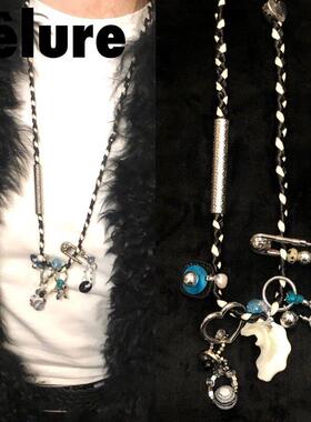 克鲁兹原创设计利基重型编织珍珠母多用途朋克多功能项炼毛衣炼