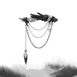 白鸽乌鸦相爱的戏码 原创小众羽毛胸针高级暗黑西装配饰穿搭配件