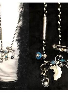 原创设计小众重工编织贝母多用朋克百搭项炼毛衣炼