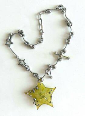 原创杨桃星星穿孔钉子滴胶小众项链