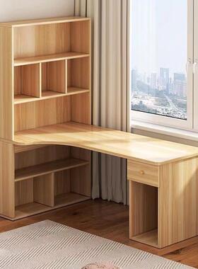 家用转角一书桌书架体桌台式脑电桌卧室拐角书学KKQ桌生书柜写字