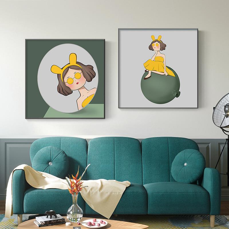 厅可爱餐孩装饰画儿房卡通组合YLH床头挂画女幼儿园教童室艺术挂