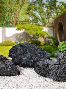 户外假造落thj#fglz景英德石龙玻璃钢青雕塑地摆件橱窗装石饰