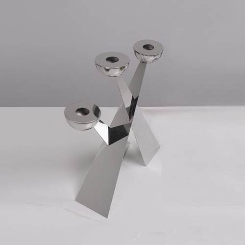 现代轻台奢不锈钢蜡烛摆件BLI居客家厅餐桌软装饰品店烛光酒晚餐