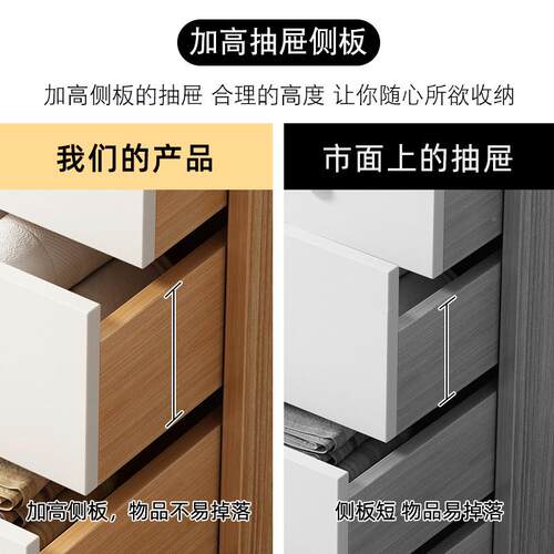 五斗仿木色客厅收纳置实架简约卧室床尾斗物柜JRX柜简易带抽屉柜