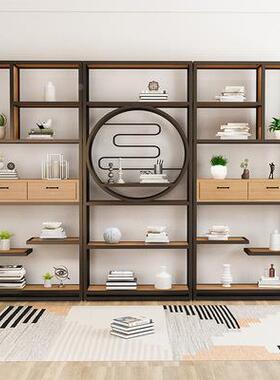 铁艺隔VDF断置物架落地柜卧室意屏风办公室多实木书架储物创层展