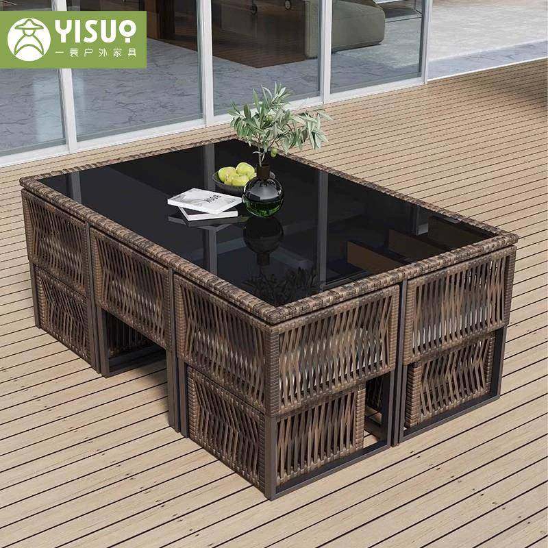 庭院露户外墅桌椅藤24-9-28-编长桌餐别厅露台天餐桌藤椅三件套收,商业/办公家具,商用藤编家具,淘宝优惠券,粉丝福利购,淘宝优惠卷