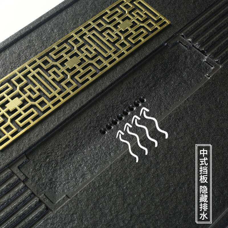 天号整然KWQ块石乌金石茶盘简约大石头托盘黑金茶台家用石材茶海