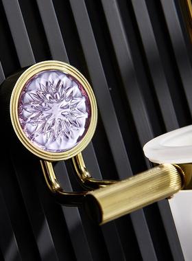 酒店别EHF墅全铜巾架毛巾杆轻镀金晶浴纸室挂件装镀铬衣奢钩浴水