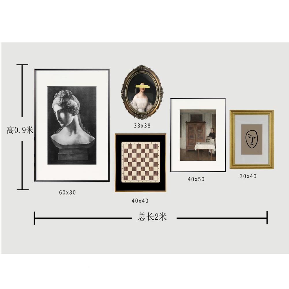 客厅欧式组合画沙轻发众墙人物复小古装饰画奢高画A090铝合金实木