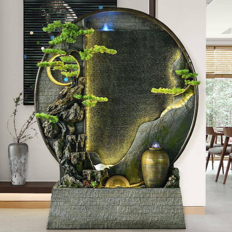 Bw2水幕墙流背景屏风假山喷泉客厅墙玄关落庭院地流水EYT装饰花水