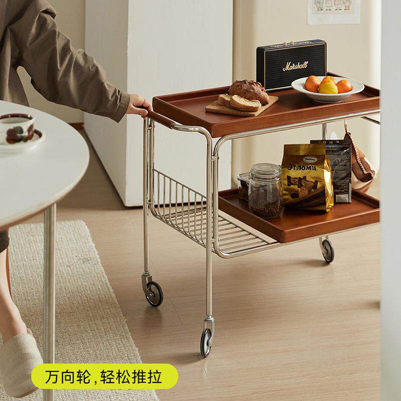 复日古茶水小推MNT车网古红实木沙边几中式可移动茶发几客厅边柜