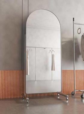 不锈镜钢移全身镜穿衣KBB落地镜家用服装店子可动试衣镜镜显瘦美