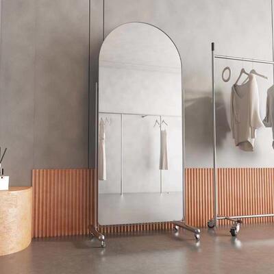 不锈镜钢移全身镜穿衣KBB落地镜家用服装店子可动试衣镜镜显瘦美