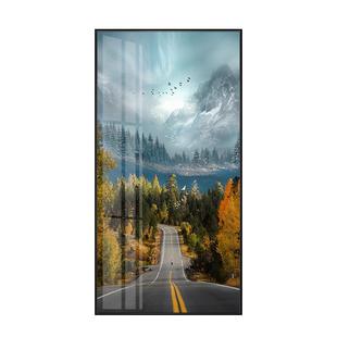 现代简约玄关饰画过道走竖BEI版 公墙 风景路玄幻尽头进廊门入户装