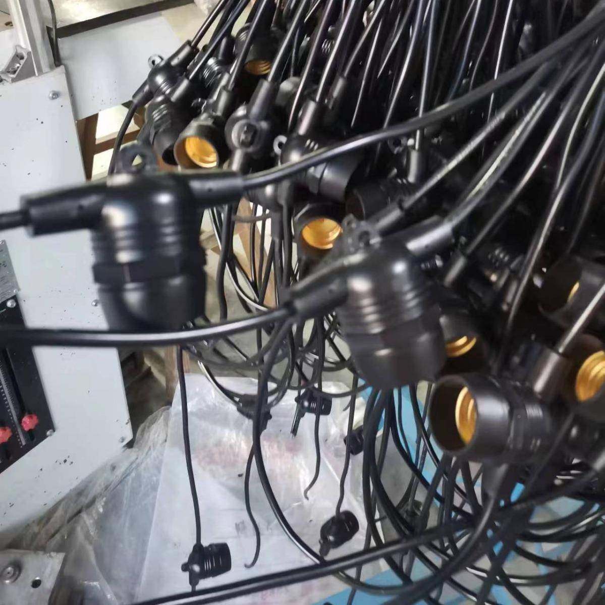 挂灯头串线E27防水平NLQ灯灯串欧纹灯头线灯口带线灯带插头延平规