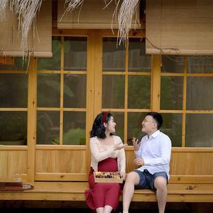 户外茅草屋小别墅民防宿庭木院造景室外屋茶室腐木YZU农家乐网红