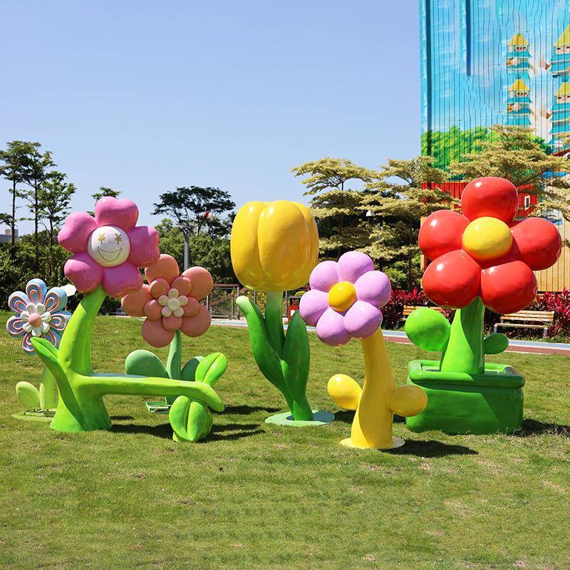 玻钢仿真大花朵璃雕塑户卡外商场摆件网红打拍照有钱花CIB商业街