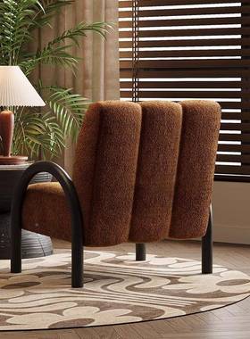 发民布艺休椅单人沙复DPO古闲客厅阳台懒人宿靠背椅子实木高靠背