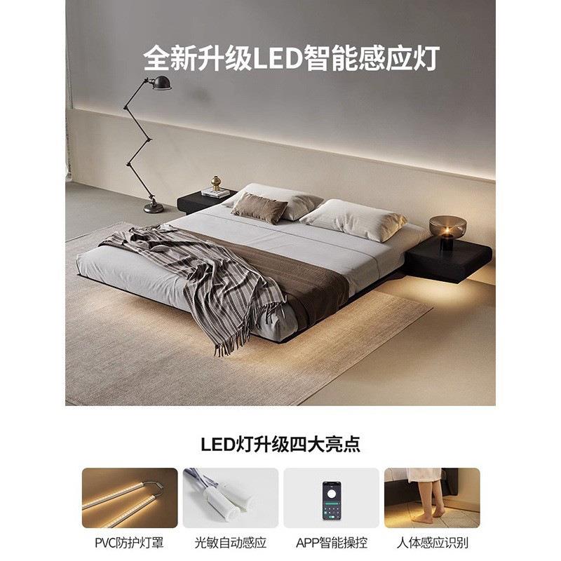 WBK头现简约实木代浮无床床极简风床头柜悬一体白蜡木主卧齐边双