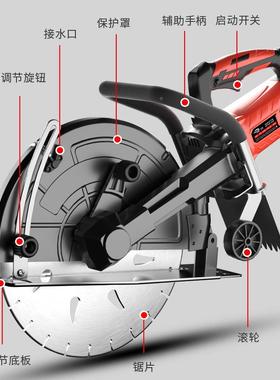 大石材切水割机泥混凝土墙壁大功率墙手持型式单片线槽开TIL槽机