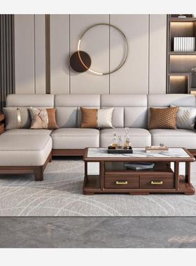 新中式简约胡沙桃木贵妃实木发大小PWF户型代物家用客厅储组合现