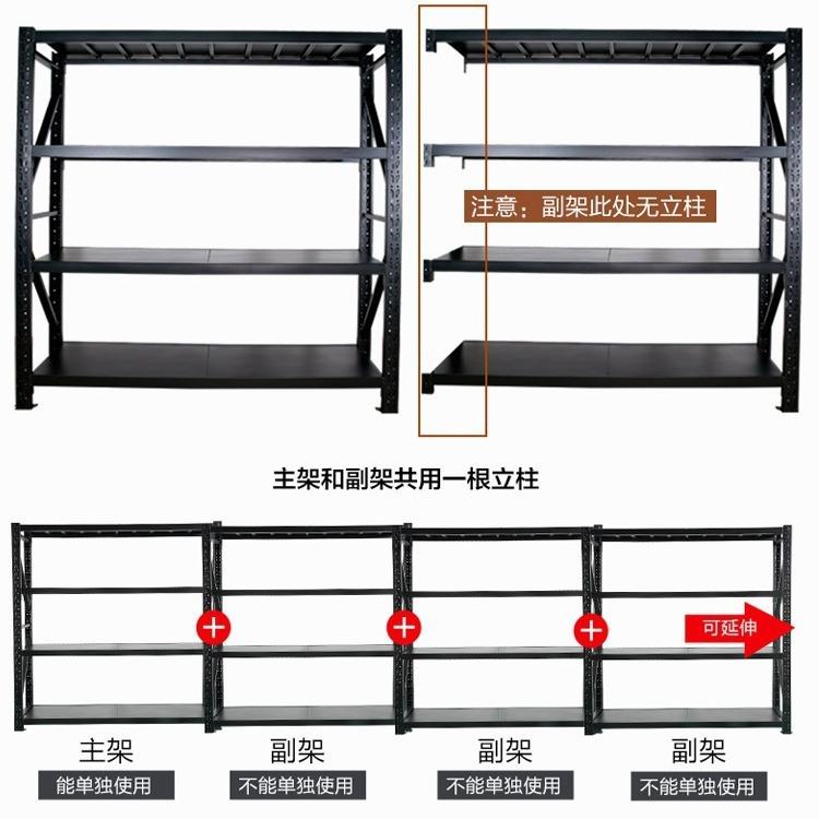 货库多层架黑色展示架轻型四层多型功能置物架中储物仓GUD铁架