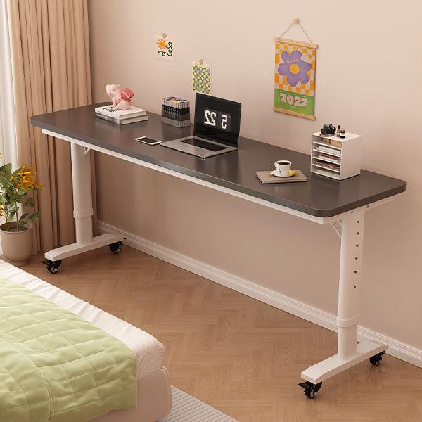 桌家用电长条桌学生简靠无品牌/墙移动升降易工作台阳台床头跨床