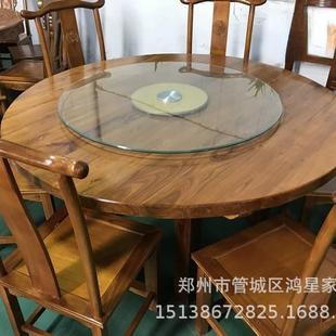 连锁店餐厅木桌椅饭圆店餐桌椅合排档农庄餐馆榆46534165木实组大