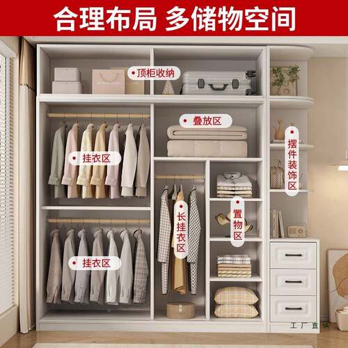 型衣柜卧室用现代家简约简易出租房用欧式推门F5M85JS6柜子小户儿