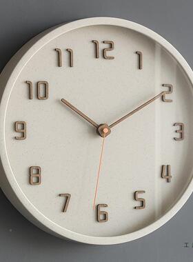 MJK钟表挂钟23342客厅2025新款家用静简音钟约挂表免打孔时墙挂石