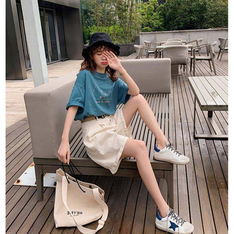 系炸套装搭女夏季可街盐盐可甜小个子穿一整套阔腿短WTN裤工装两