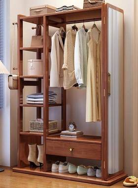 衣木衣帽落19582架穿镜组实合一体多功能挂衣架子带抽屉收纳柜地