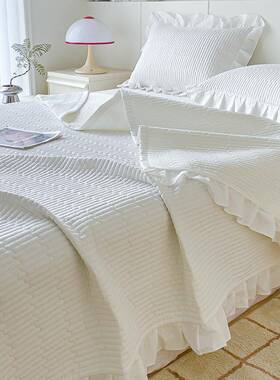 花边棉水洗棉棉床单件纯棉榻榻VHZ米单人学生床盖三件单全夹套四