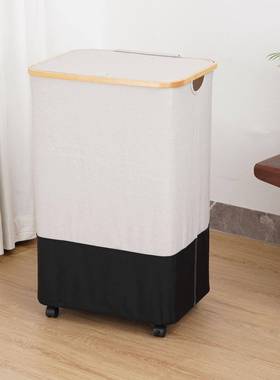 现代盖简衣约黑白拼接可折叠带防向尘大容量69138脏篮卡扣式万轮