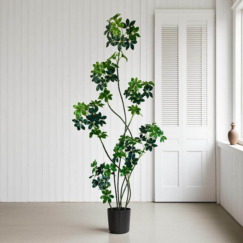 仿植真绿鸭脚木植百财树绿盆栽室内客厅落地装饰摆件仿生植物造景