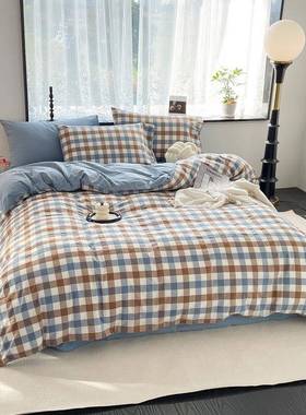 款AB版水洗棉列系四件套全新棉宿床单式单WYF人三件舍套床单款床